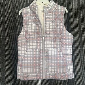 Grey/pink plaid vest